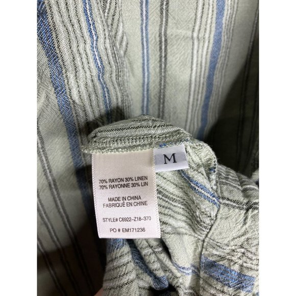 Cloth and Stone Size Medium Linen Blend Shift Dress Green Button Back Short - Picture 7 of 12